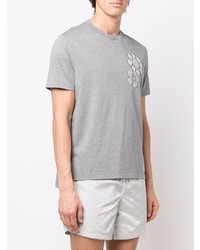T-shirt à col rond brodé gris Thom Browne