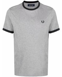 T-shirt à col rond brodé gris Fred Perry