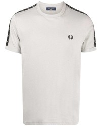 T-shirt à col rond brodé gris Fred Perry