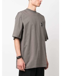 T-shirt à col rond brodé gris Balenciaga