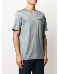 T-shirt à col rond brodé gris Salvatore Ferragamo