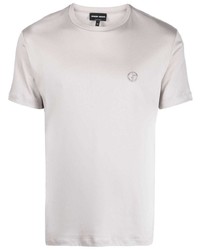 T-shirt à col rond brodé gris Giorgio Armani