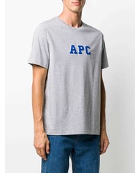 T-shirt à col rond brodé gris A.P.C.