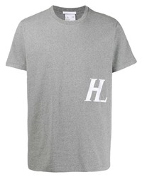 T-shirt à col rond brodé gris Helmut Lang
