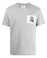 T-shirt à col rond brodé gris Kent & Curwen