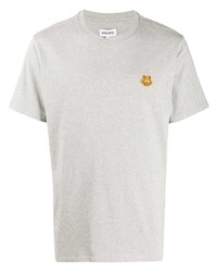 T-shirt à col rond brodé gris Kenzo