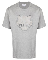 T-shirt à col rond brodé gris Kenzo