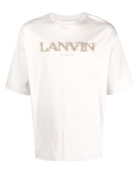 T-shirt à col rond brodé gris Lanvin