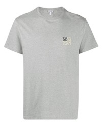 T-shirt à col rond brodé gris Loewe