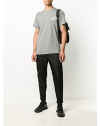 T-shirt à col rond brodé gris Moncler