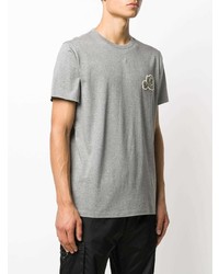 T-shirt à col rond brodé gris Moncler