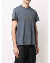 T-shirt à col rond brodé gris Maison Margiela