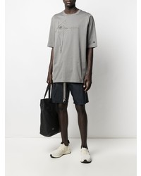 T-shirt à col rond brodé gris Rick Owens X Champion