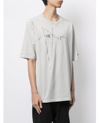 T-shirt à col rond brodé gris Rick Owens X Champion