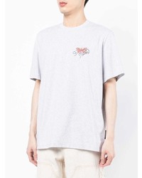 T-shirt à col rond brodé gris MSGM