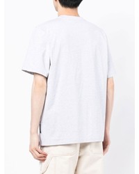 T-shirt à col rond brodé gris MSGM