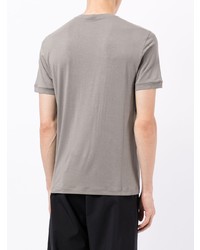 T-shirt à col rond brodé gris Giorgio Armani