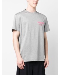 T-shirt à col rond brodé gris Alexander McQueen