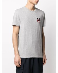 T-shirt à col rond brodé gris Moncler