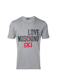 T-shirt à col rond brodé gris Love Moschino