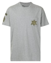 T-shirt à col rond brodé gris Maharishi