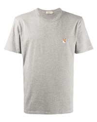 T-shirt à col rond brodé gris MAISON KITSUNÉ