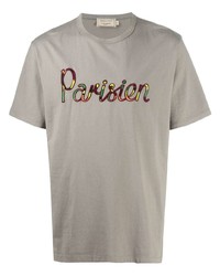 T-shirt à col rond brodé gris MAISON KITSUNÉ