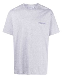 T-shirt à col rond brodé gris Maison Labiche