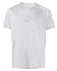 T-shirt à col rond brodé gris Maison Margiela