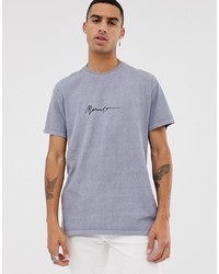 T-shirt à col rond brodé gris Mennace