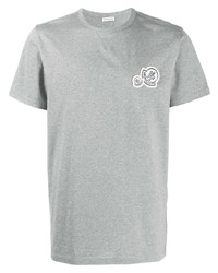 T-shirt à col rond brodé gris Moncler