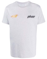 T-shirt à col rond brodé gris Off-White