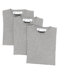 T-shirt à col rond brodé gris Off-White