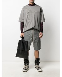 T-shirt à col rond brodé gris Rick Owens Lilies