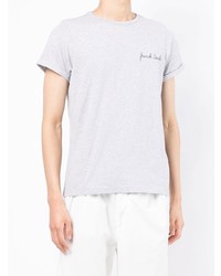 T-shirt à col rond brodé gris Maison Labiche