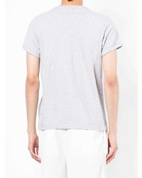 T-shirt à col rond brodé gris Maison Labiche