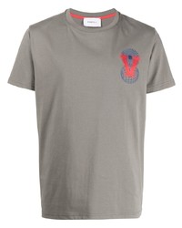 T-shirt à col rond brodé gris Ports V