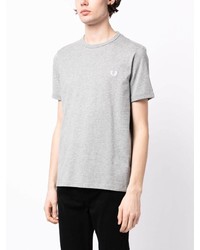 T-shirt à col rond brodé gris Fred Perry