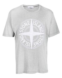 T-shirt à col rond brodé gris Stone Island