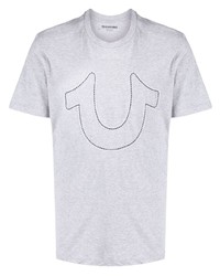 T-shirt à col rond brodé gris True Religion