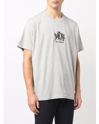 T-shirt à col rond brodé gris Burberry