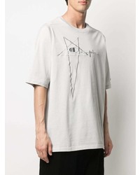 T-shirt à col rond brodé gris Rick Owens X Champion