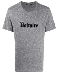 T-shirt à col rond brodé gris Zadig & Voltaire