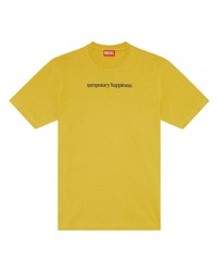 T-shirt à col rond brodé jaune Diesel