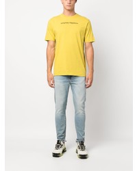 T-shirt à col rond brodé jaune Diesel