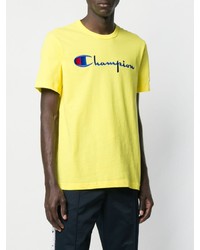 T-shirt à col rond brodé jaune Champion