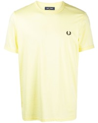 T-shirt à col rond brodé jaune Fred Perry