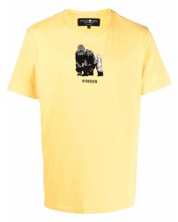 T-shirt à col rond brodé jaune Hydrogen
