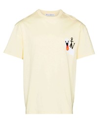 T-shirt à col rond brodé jaune JW Anderson