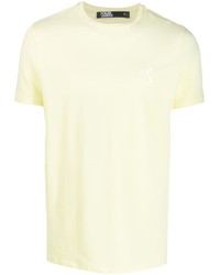 T-shirt à col rond brodé jaune Karl Lagerfeld